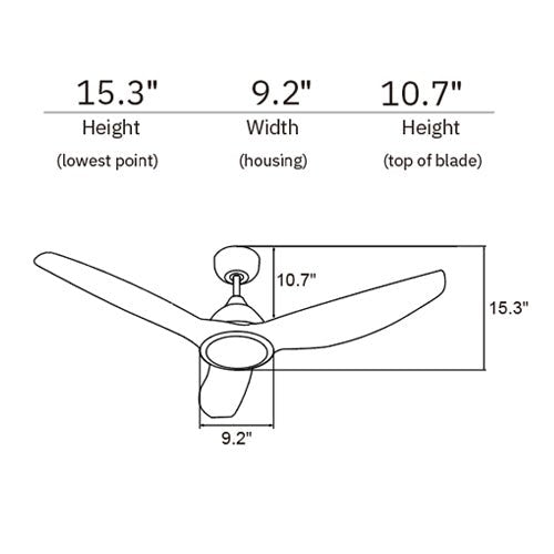 CRANSTON 52 inch 3 - Blade No Light Smart Ceiling Fan with Remote - LEDMyPlace