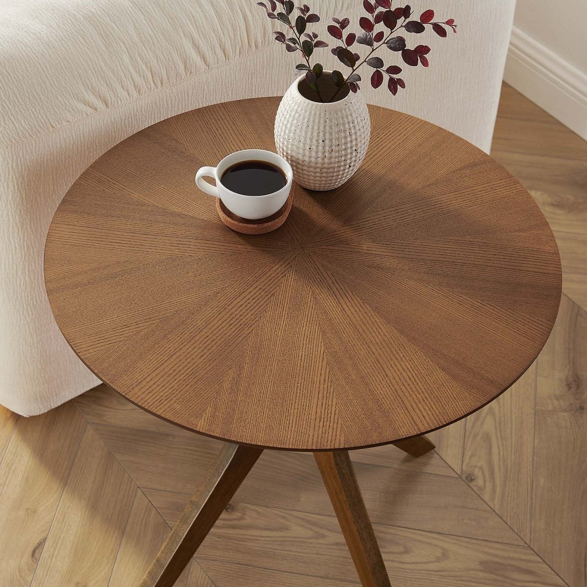 Crossroads 24" Round Wood Side Table - BUILDMYPLACE