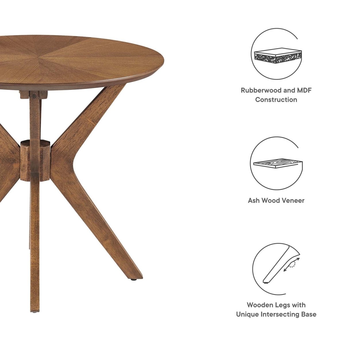 Crossroads 24" Round Wood Side Table - BUILDMYPLACE
