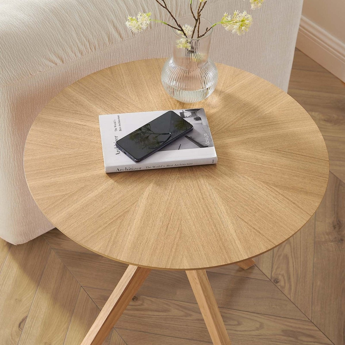 Crossroads 24" Round Wood Side Table - BUILDMYPLACE