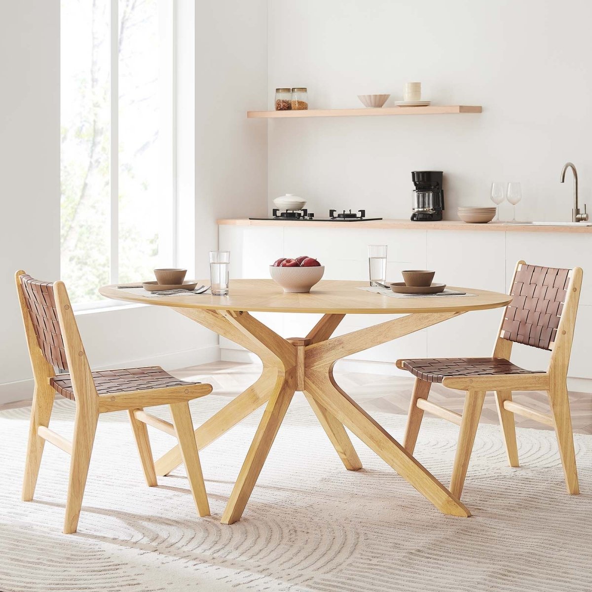 Crossroads 63" Oval Wood Dining Table - BUILDMYPLACE
