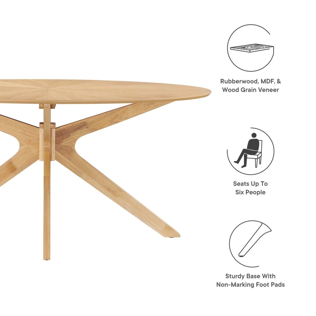 Crossroads 63" Oval Wood Dining Table - BUILDMYPLACE