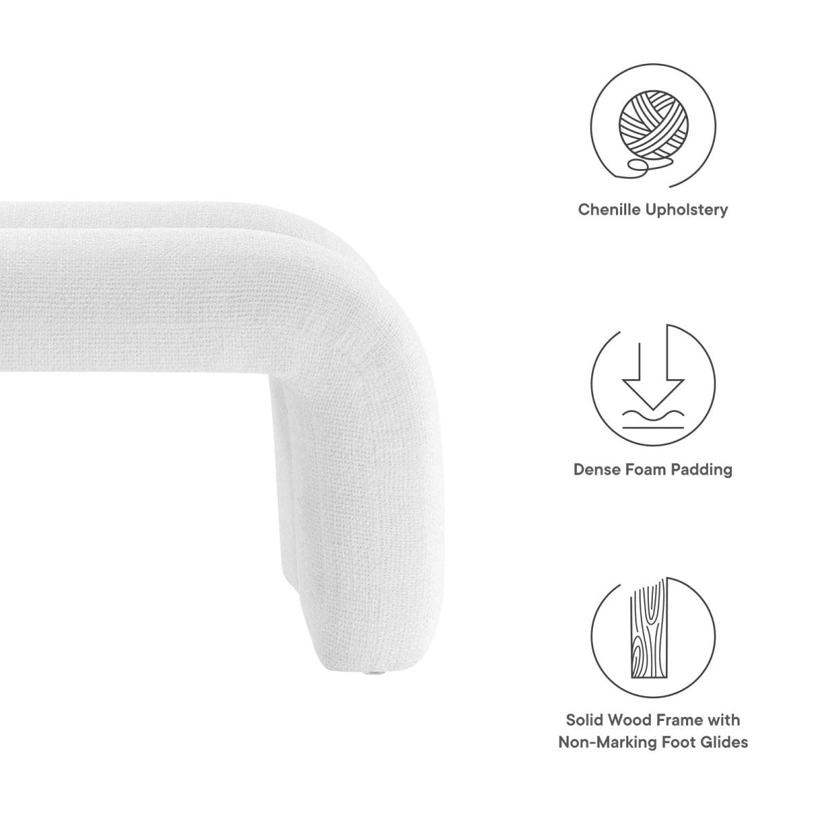 Dax 50.5" Chenille Upholstered Accent Bench - BUILDMYPLACE