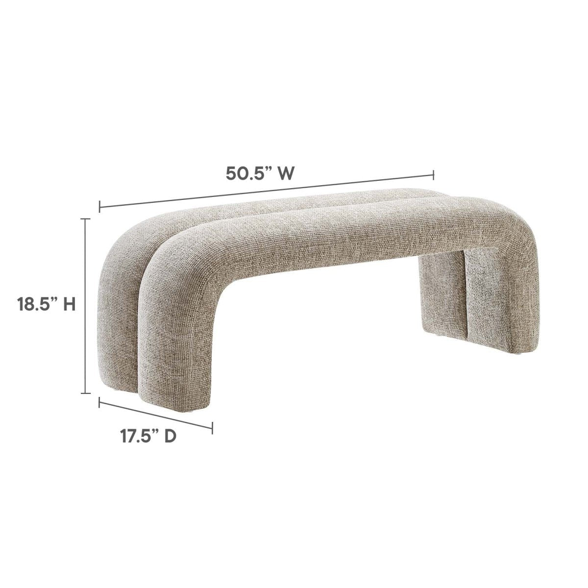Dax 50.5" Chenille Upholstered Accent Bench - BUILDMYPLACE