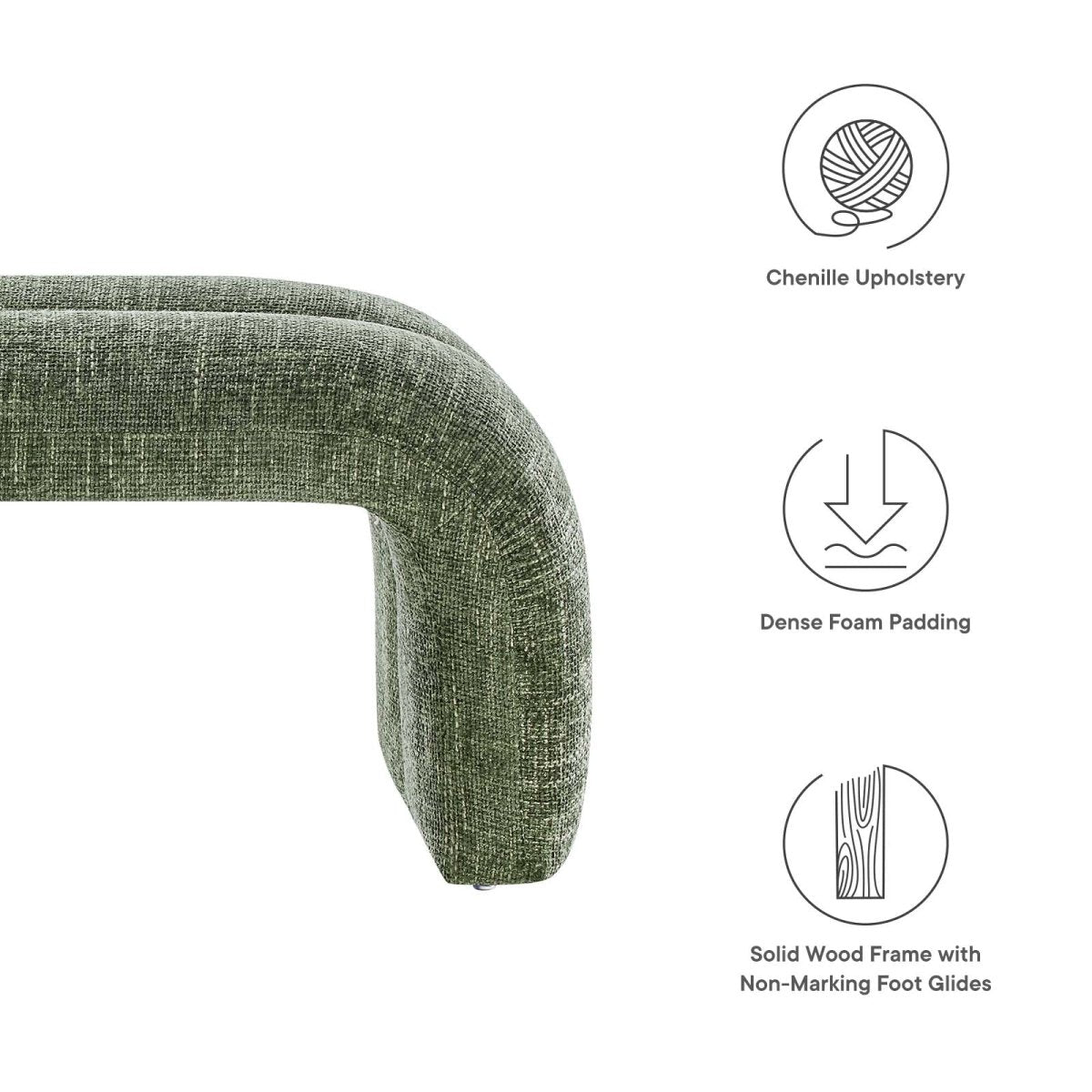 Dax 50.5" Chenille Upholstered Accent Bench - BUILDMYPLACE