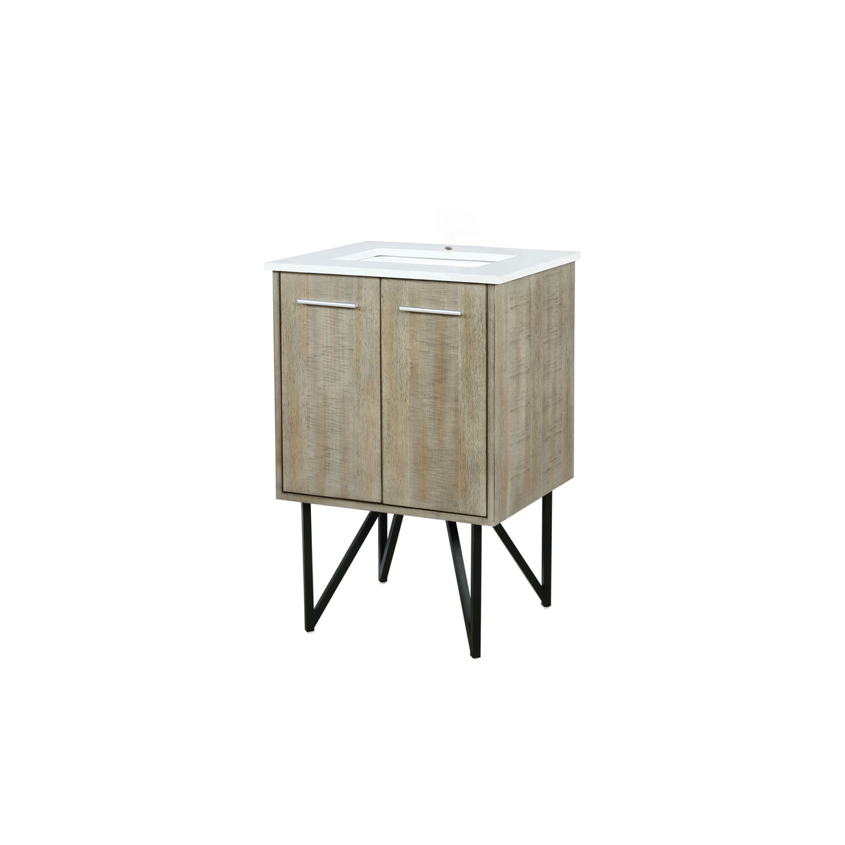 Lancy 24 in. Rustic Acacia Freestanding Bathroom Vanity with White Quartz Top, and White Square Sink