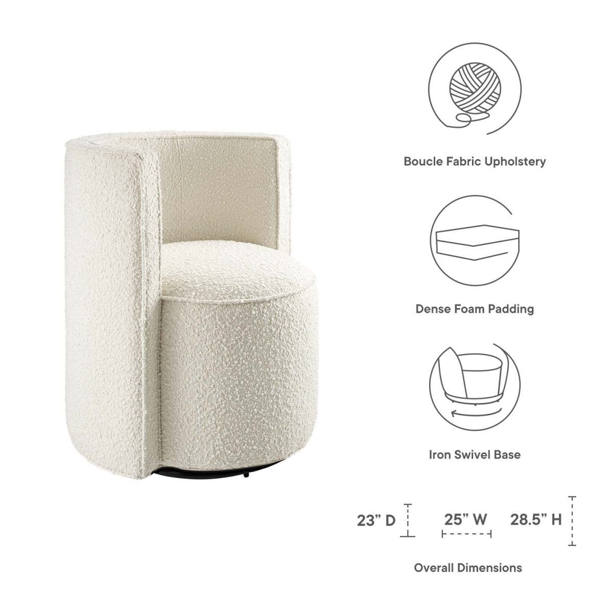 Della Boucle Fabric Swivel Chair - BUILDMYPLACE