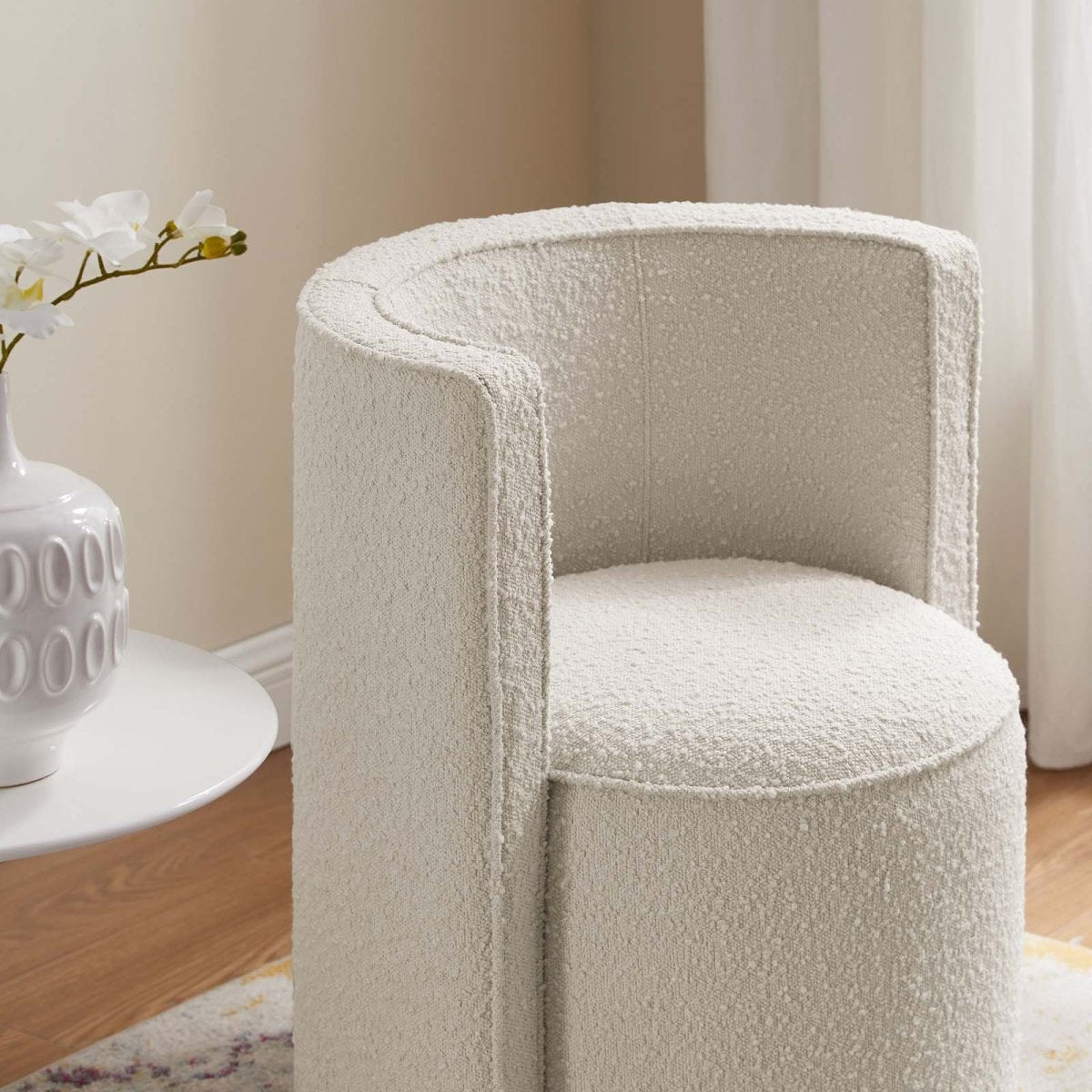 Della Boucle Fabric Swivel Chair - BUILDMYPLACE