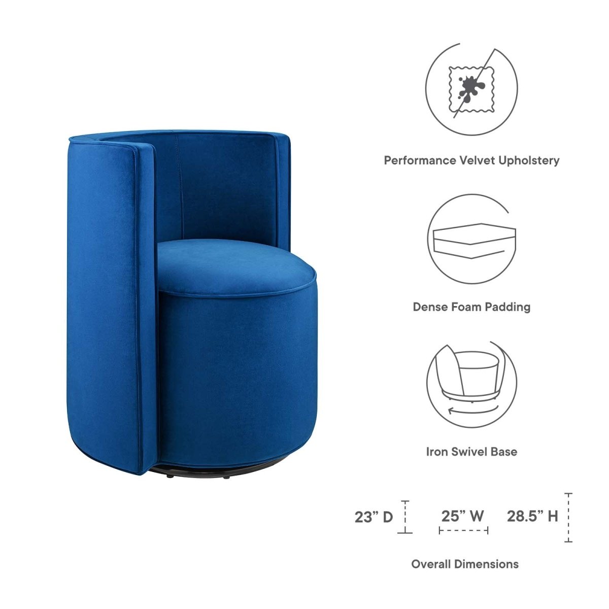 Della Performance Velvet Fabric Swivel Chair - BUILDMYPLACE