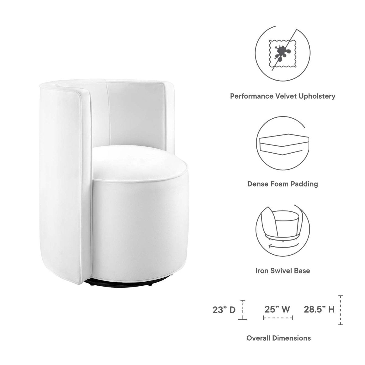 Della Performance Velvet Fabric Swivel Chair - BUILDMYPLACE