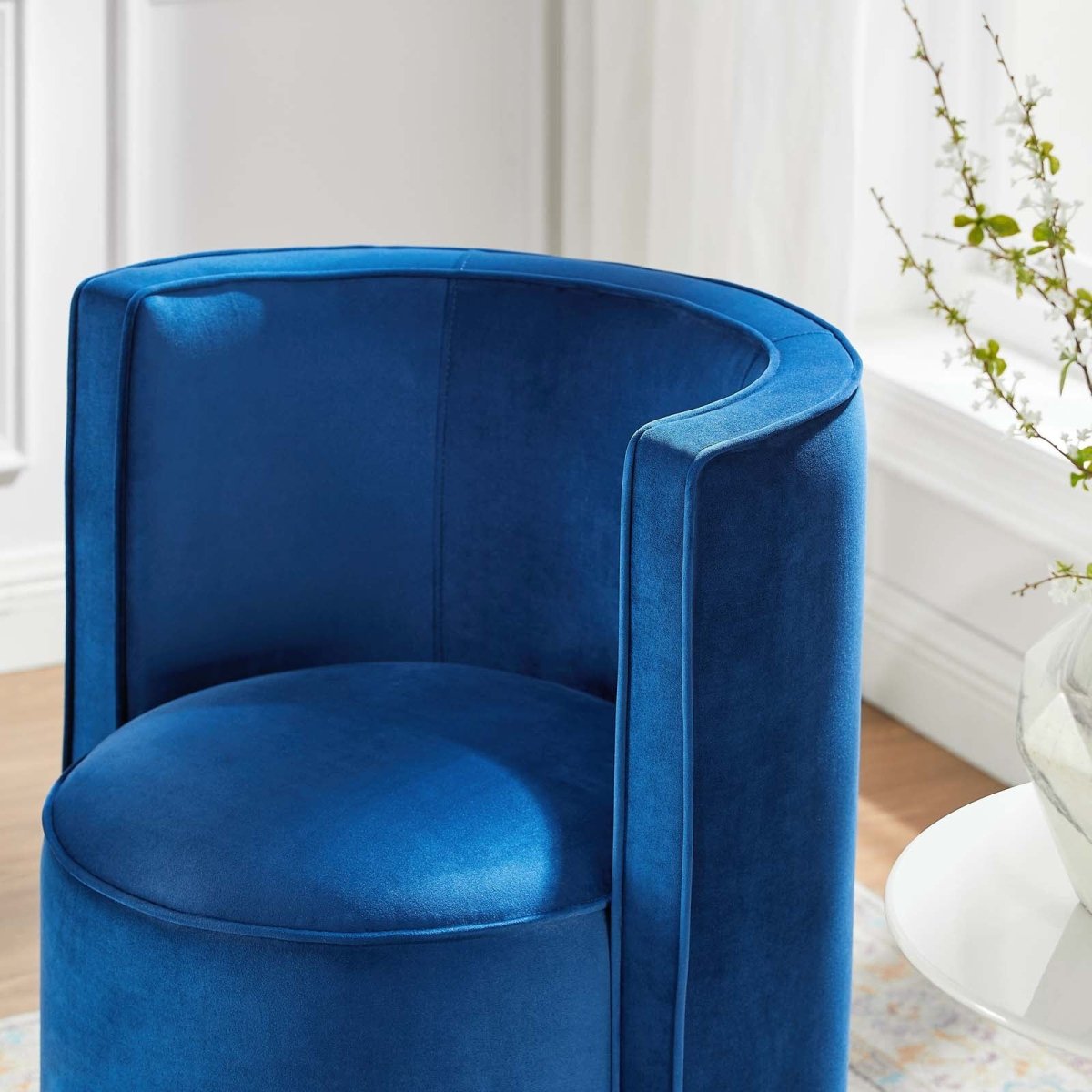 Della Performance Velvet Fabric Swivel Chair - BUILDMYPLACE