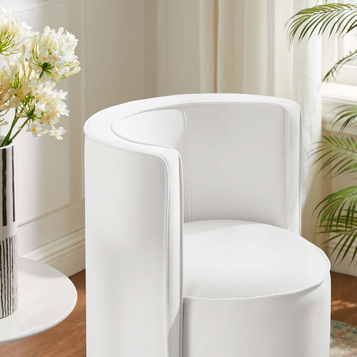 Della Performance Velvet Fabric Swivel Chair - BUILDMYPLACE