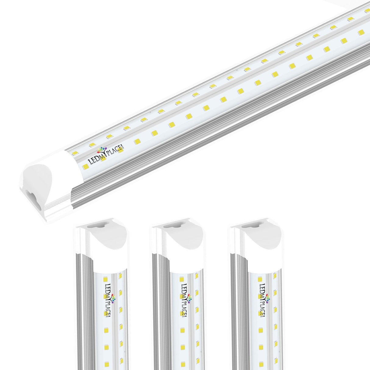 T8 8ft Integrated LED Tube Light 60W V Shape 6500K Clear, ETL Listed, Plug and Play, Linkable T8 8ft LED Bulbs for Garage, Warehouse, Shop
