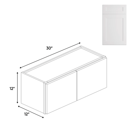 Double Door - White - Wall Cabinets - 12 in H x 30 in W x 24 in D - BUILDMYPLACE