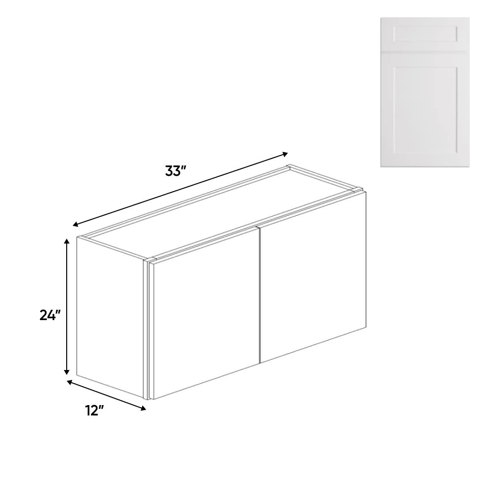 Double Door - White - Wall Cabinets - 24 in H x 33 in W x 12 in D - BUILDMYPLACE