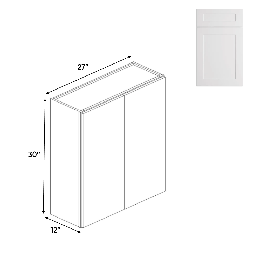Double Door - White - Wall Cabinets - 30 in H x 27 in W x 24 in D - BUILDMYPLACE