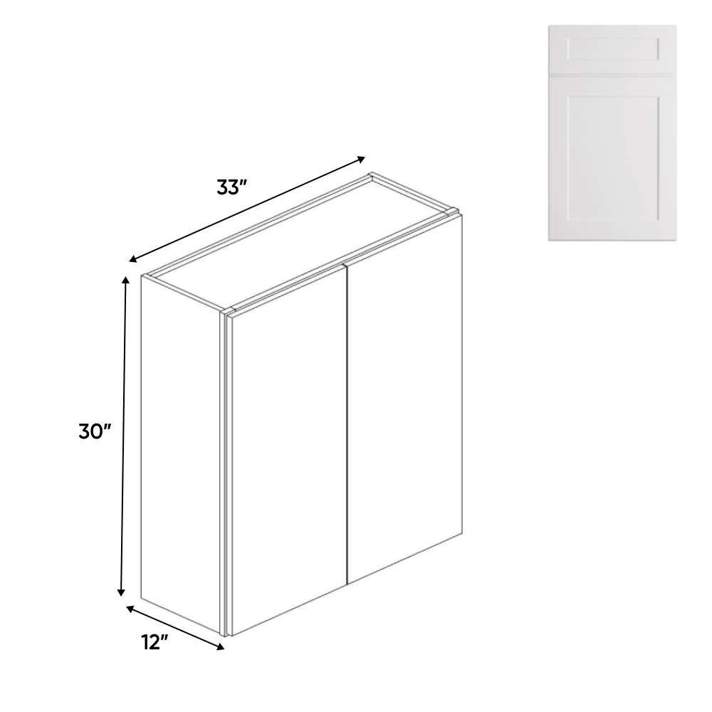 Double Door - White - Wall Cabinets - 30 in H x 33 in W x 12 in D - BUILDMYPLACE