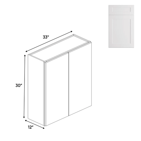 Double Door - White - Wall Cabinets - 30 in H x 33 in W x 12 in D - BUILDMYPLACE