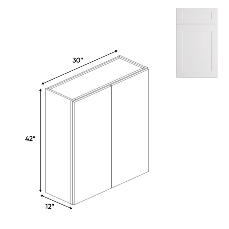 Double Door - White - Wall Cabinets - 42 in H x 30 in W x 24 in D - BUILDMYPLACE