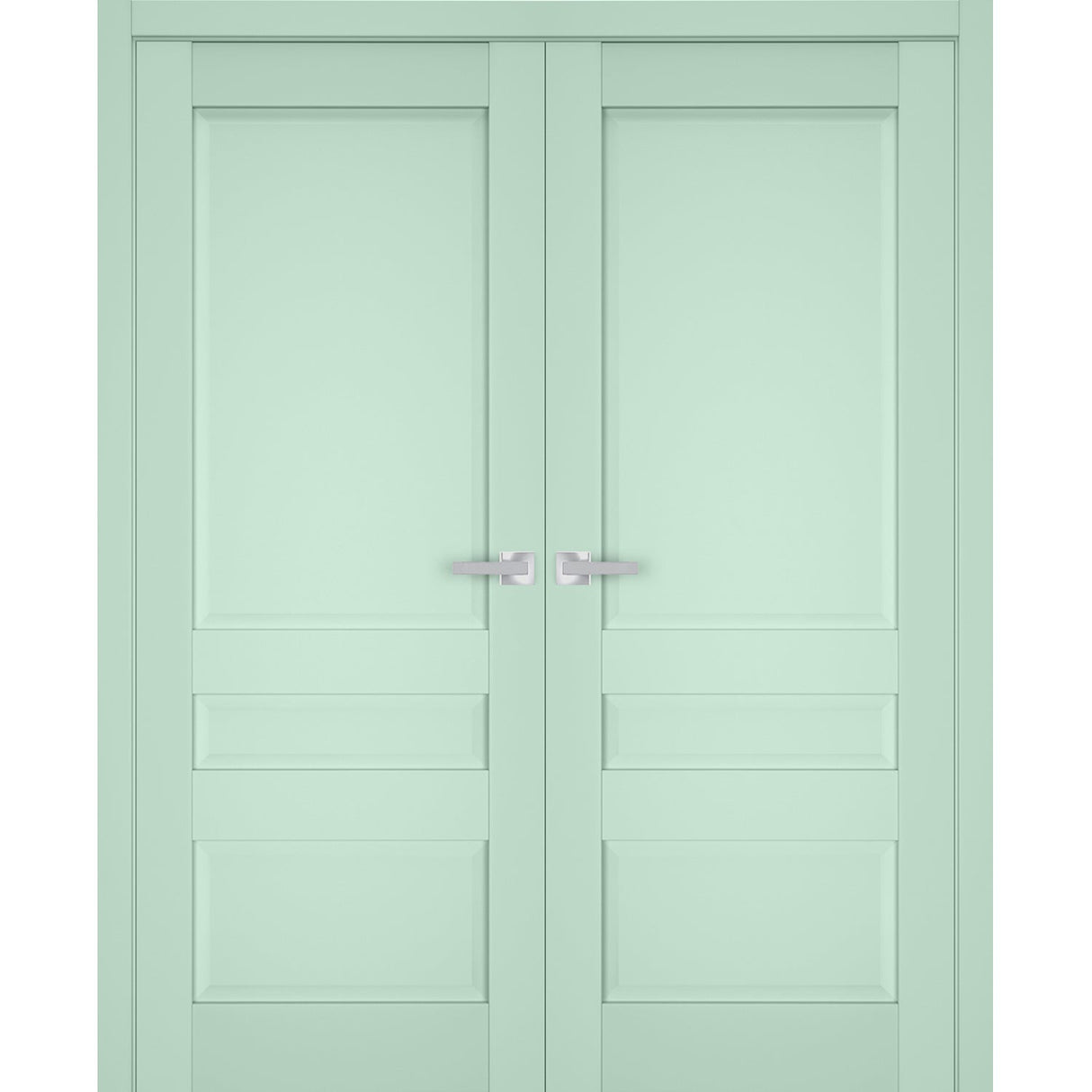 Interior Solid French Double Doors | Veregio 7411 Oliva | Wood Solid Panel Frame Trims | Closet Bedroom Sturdy Doors