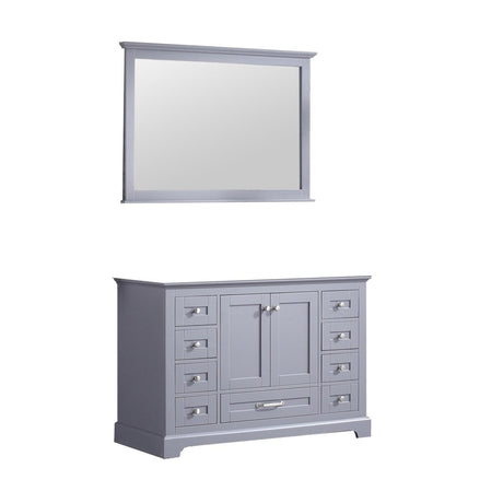 Dukes 48" Dark Grey Single Vanity, no Top and 46" Mirror - BUILDMYPLACE