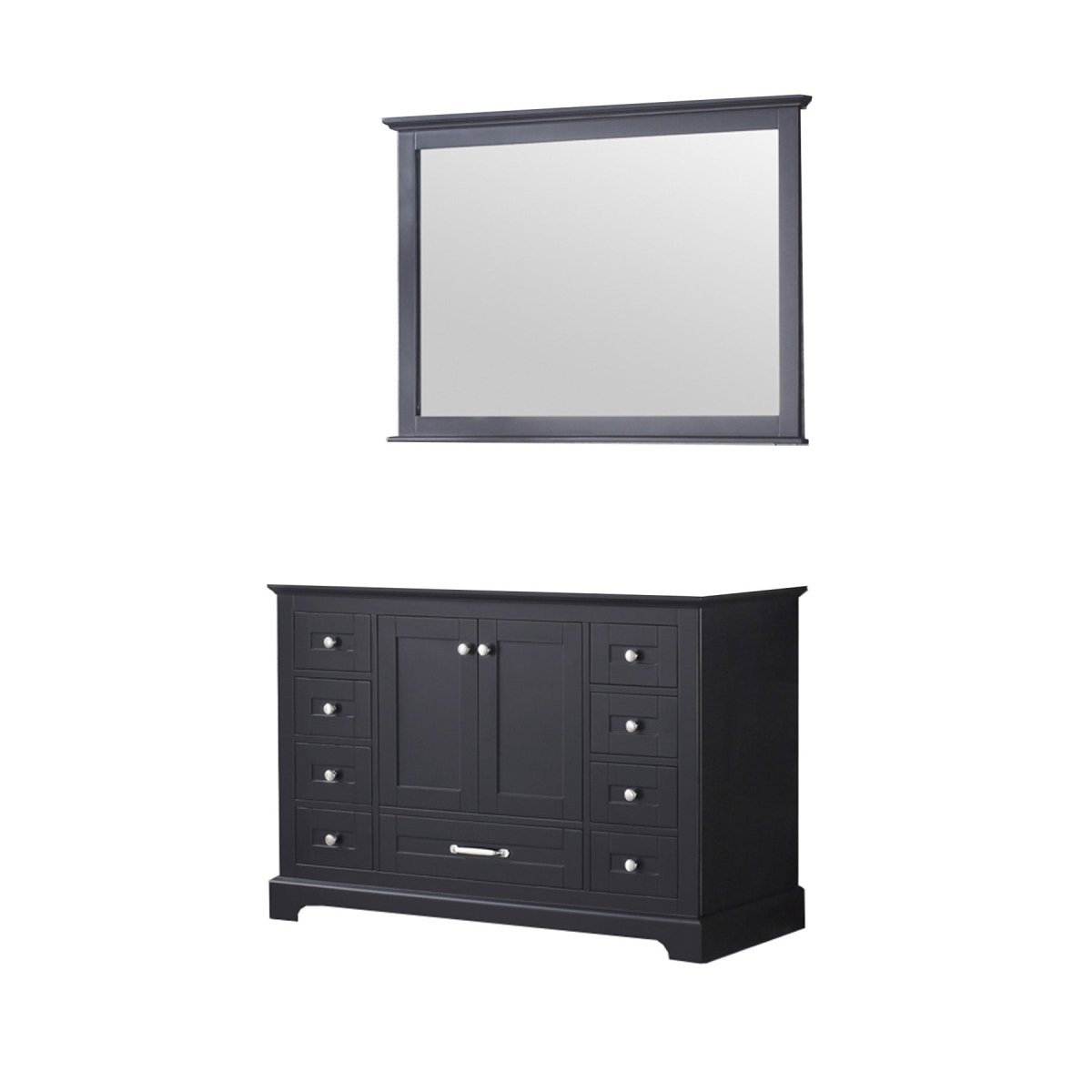Dukes 48" Espresso Single Vanity, no Top and 46" Mirror - BUILDMYPLACE