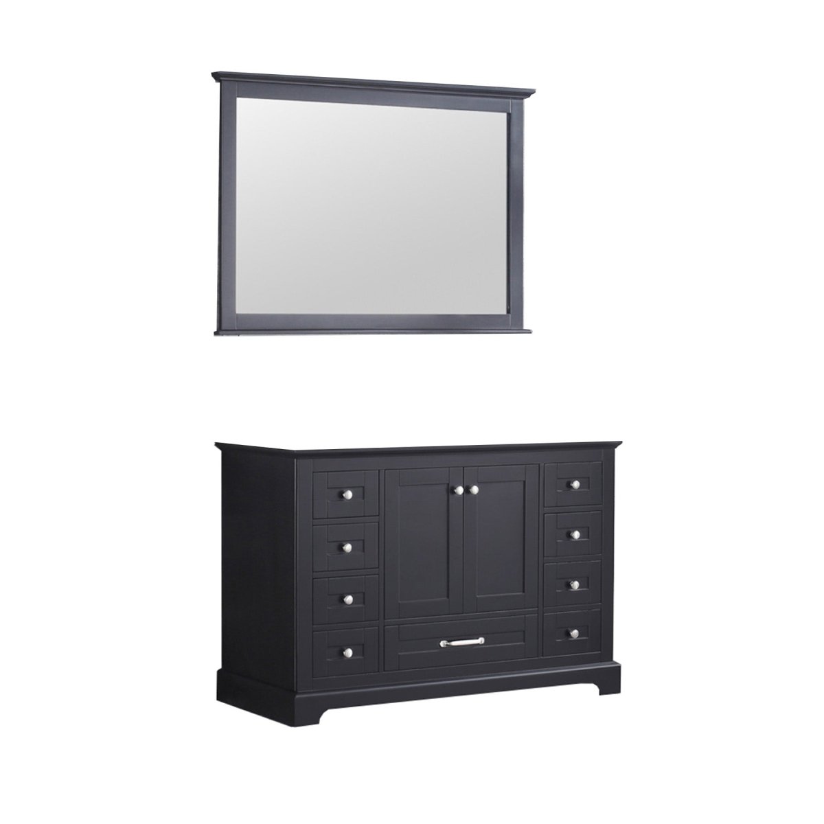 Dukes 48" Espresso Single Vanity, no Top and 46" Mirror - BUILDMYPLACE