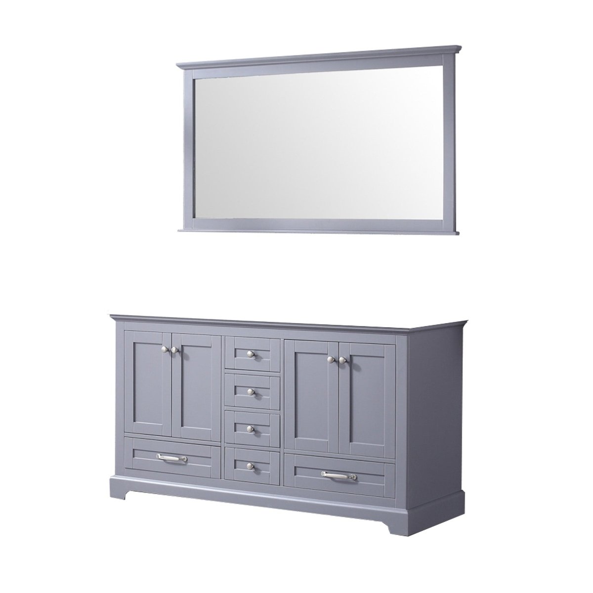 Dukes 60" Dark Grey Double Vanity, no Top and 58" Mirror - BUILDMYPLACE