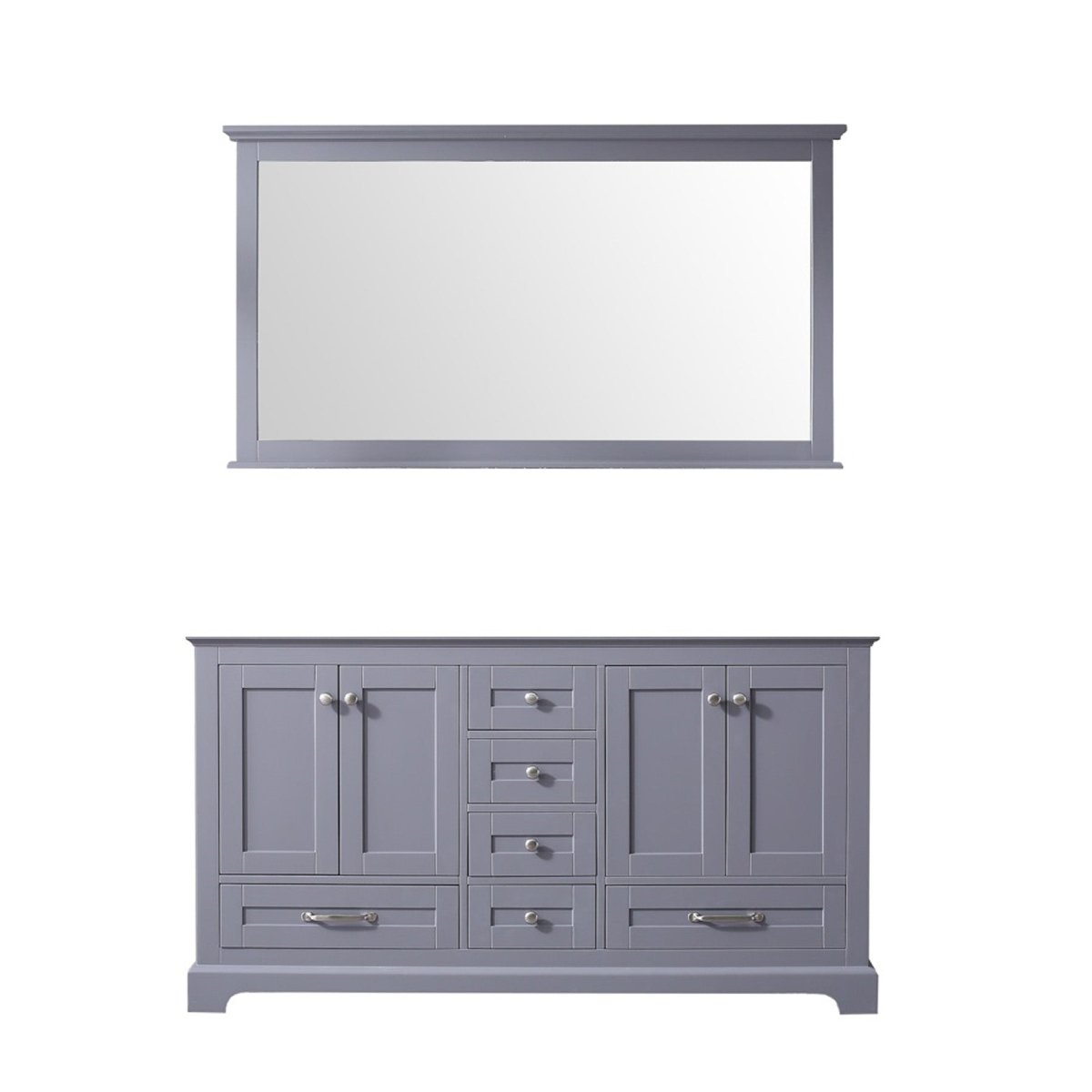 Dukes 60" Dark Grey Double Vanity, no Top and 58" Mirror - BUILDMYPLACE