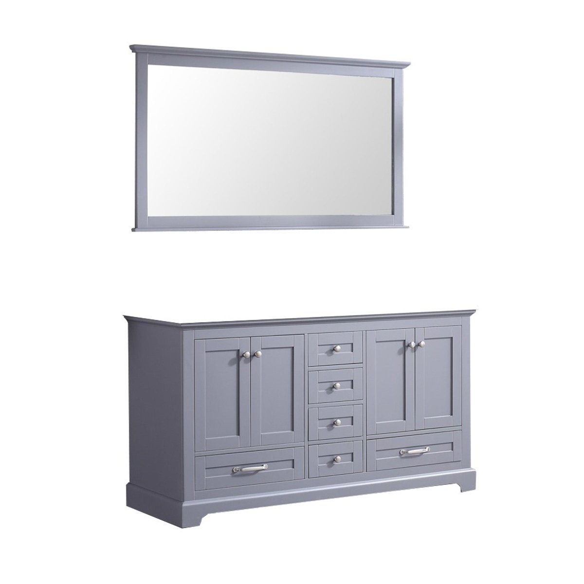 Dukes 60" Dark Grey Double Vanity, no Top and 58" Mirror - BUILDMYPLACE