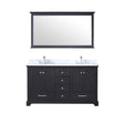 Dukes 60" Espresso Double Vanity, White Carrara Marble Top, White Square Sinks and 58" Mirror w/ Faucets - BUILDMYPLACE