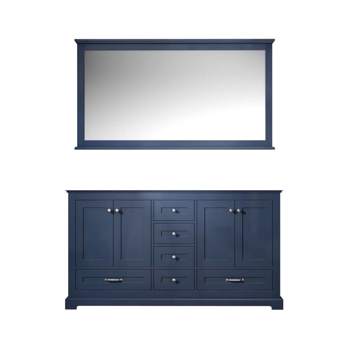 Dukes 60" Navy Blue Double Vanity, no Top and 58" Mirror - BUILDMYPLACE