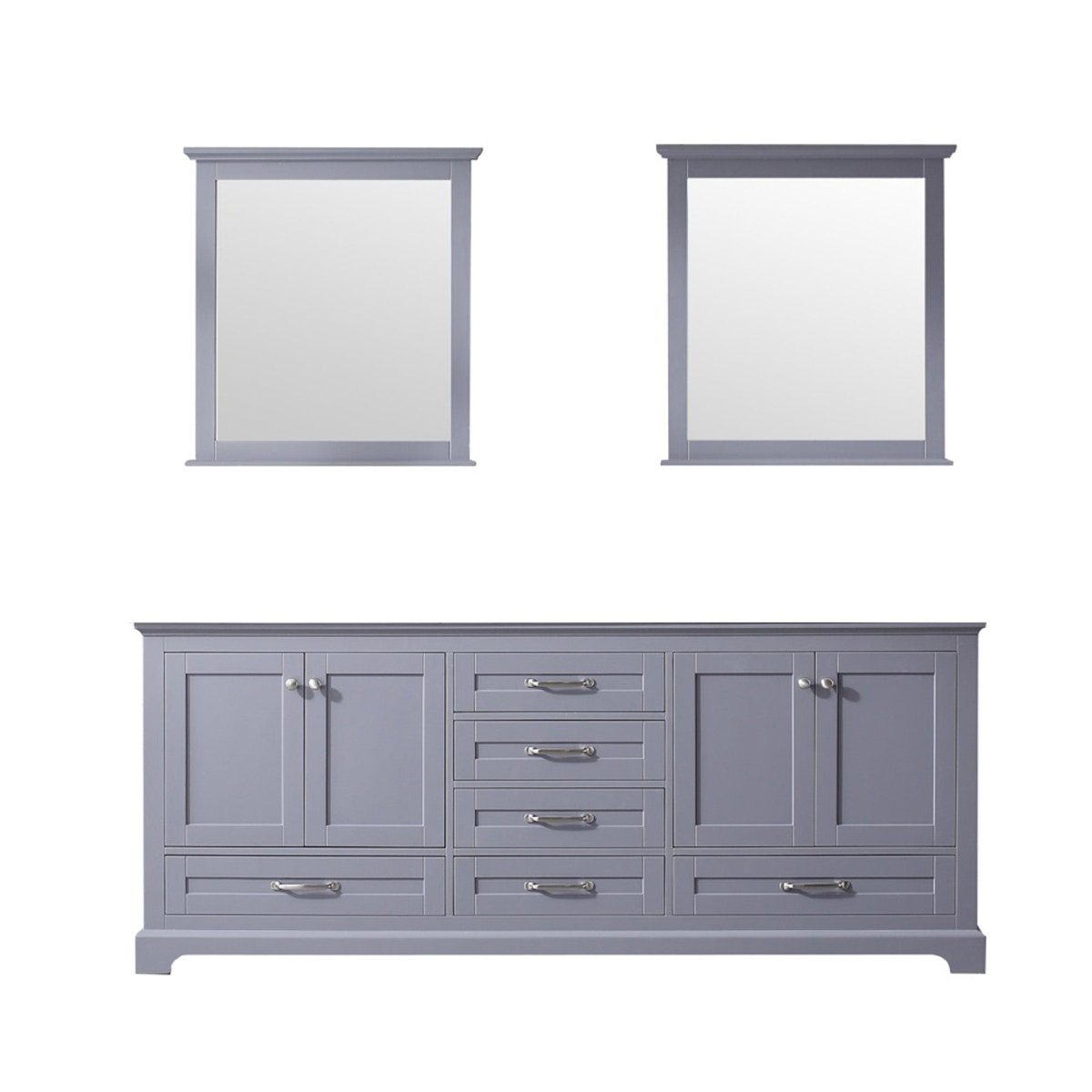Dukes 80" Dark Grey Double Vanity, no Top and 30" Mirrors - BUILDMYPLACE