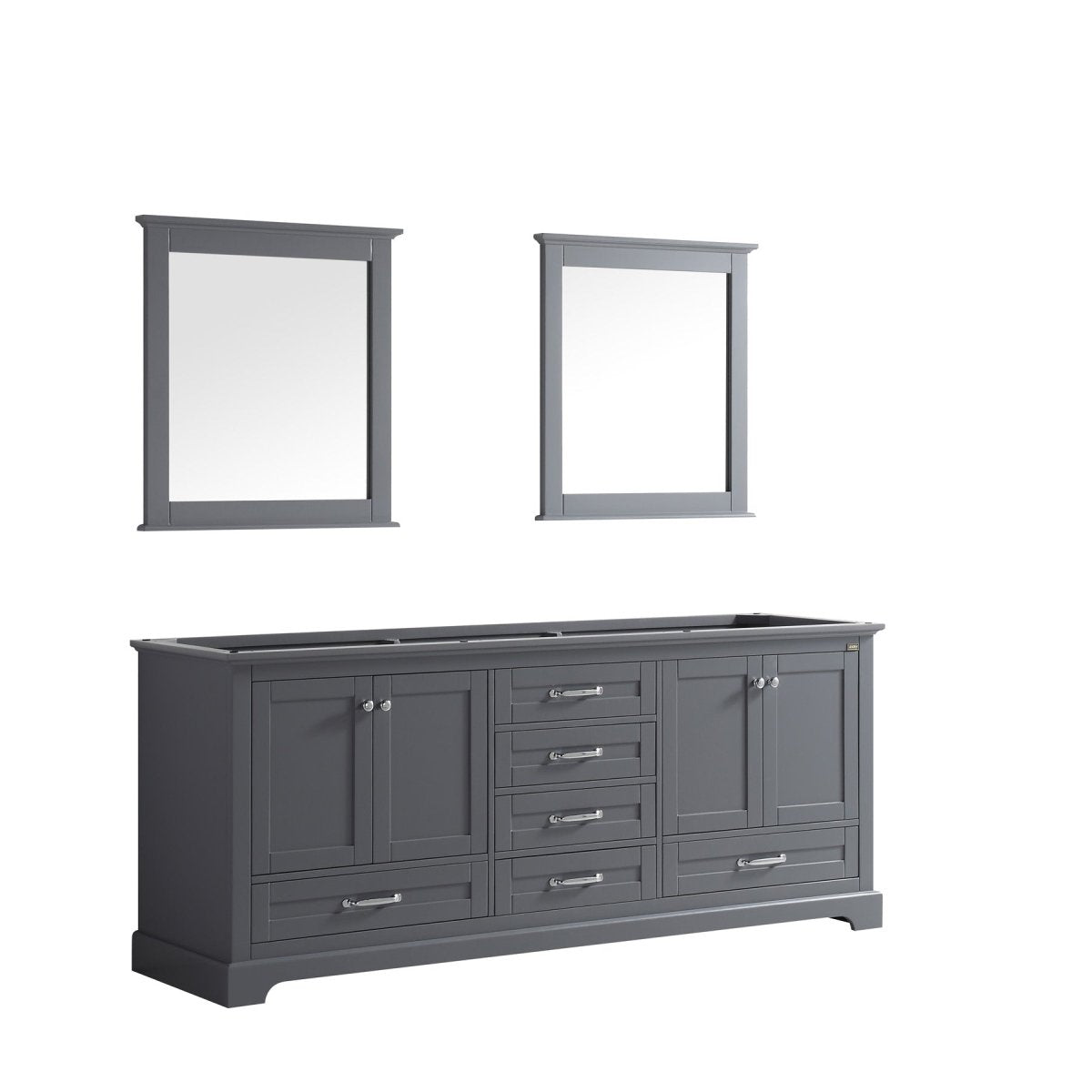 Dukes 80" Dark Grey Double Vanity, no Top and 30" Mirrors - BUILDMYPLACE
