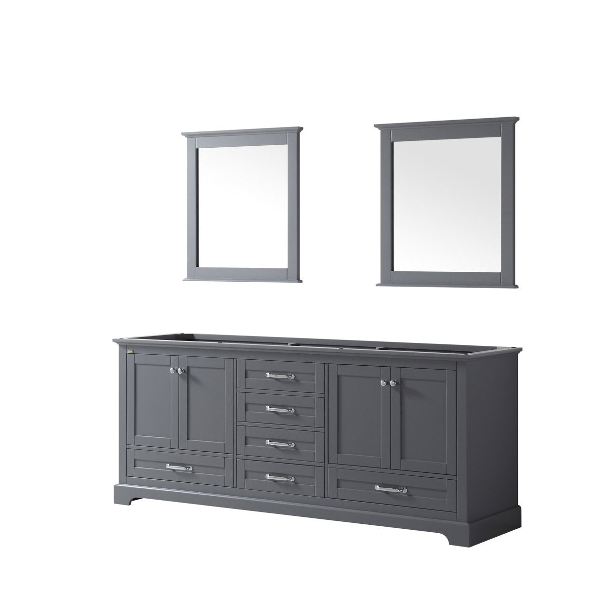 Dukes 80" Dark Grey Double Vanity, no Top and 30" Mirrors - BUILDMYPLACE