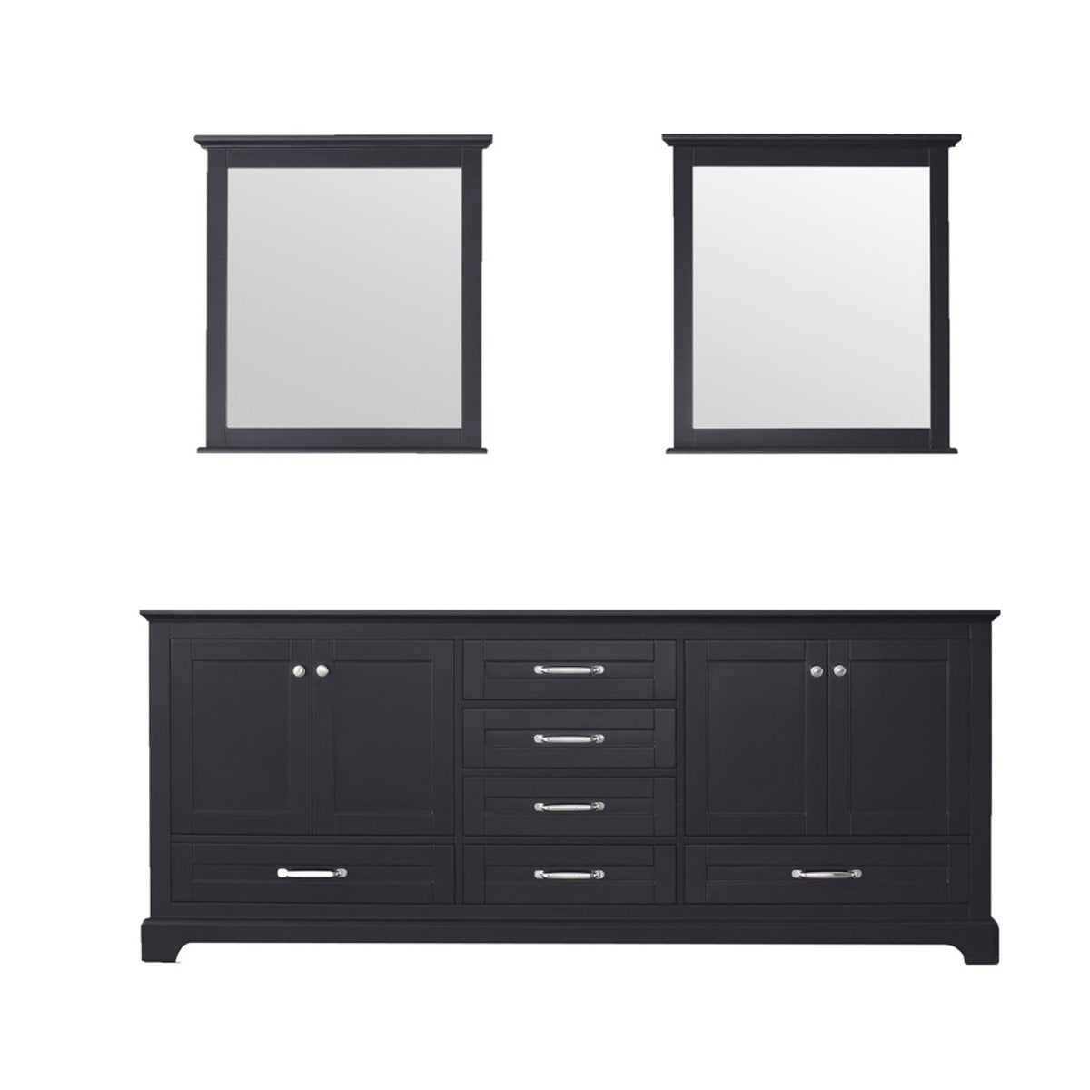 Dukes 80" Espresso Double Vanity, no Top and 30" Mirrors - BUILDMYPLACE