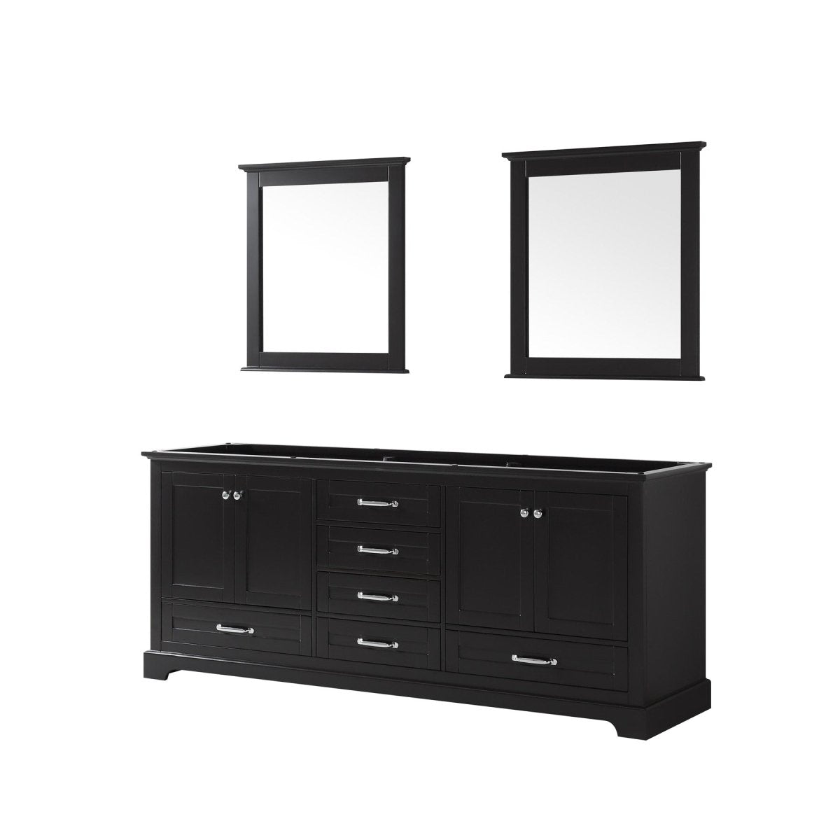 Dukes 80" Espresso Double Vanity, no Top and 30" Mirrors - BUILDMYPLACE
