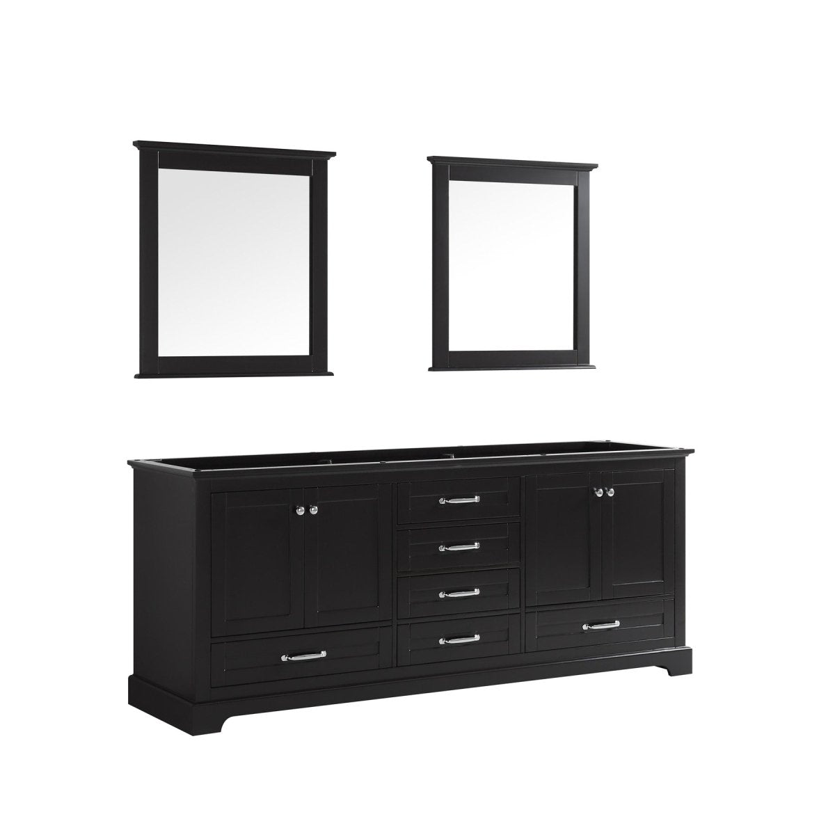 Dukes 80" Espresso Double Vanity, no Top and 30" Mirrors - BUILDMYPLACE