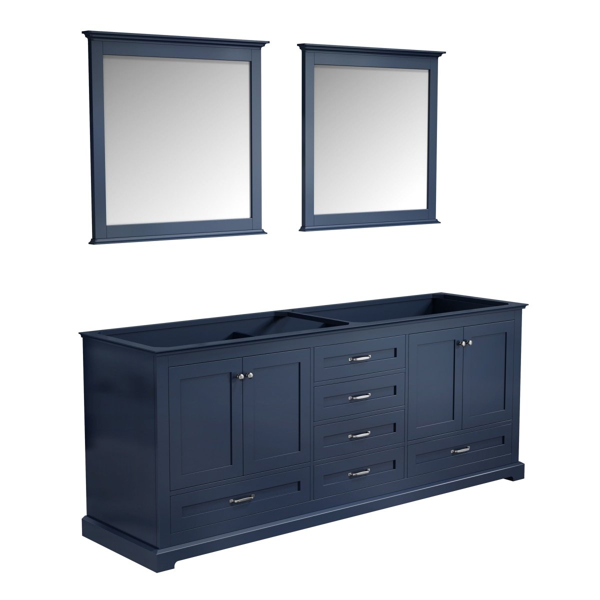 Dukes 80" Navy Blue Double Vanity, no Top and 30" Mirrors - BUILDMYPLACE