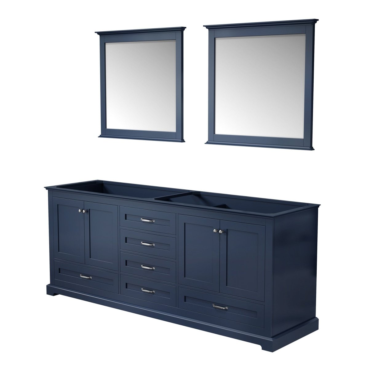 Dukes 80" Navy Blue Double Vanity, no Top and 30" Mirrors - BUILDMYPLACE