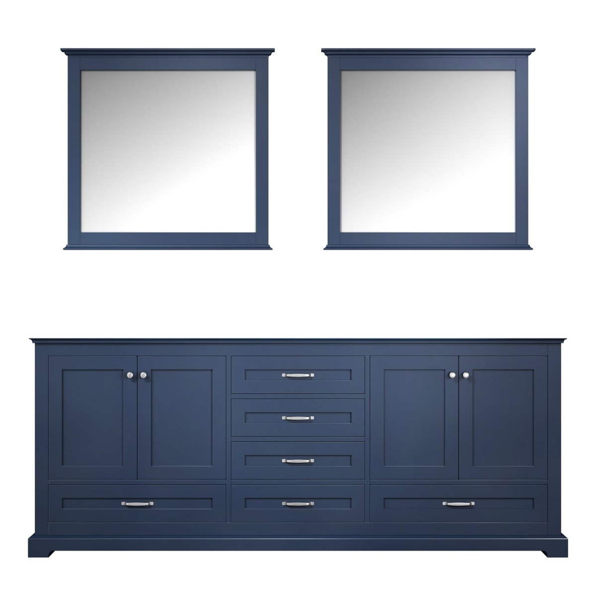 Dukes 80" Navy Blue Double Vanity, no Top and 30" Mirrors - BUILDMYPLACE