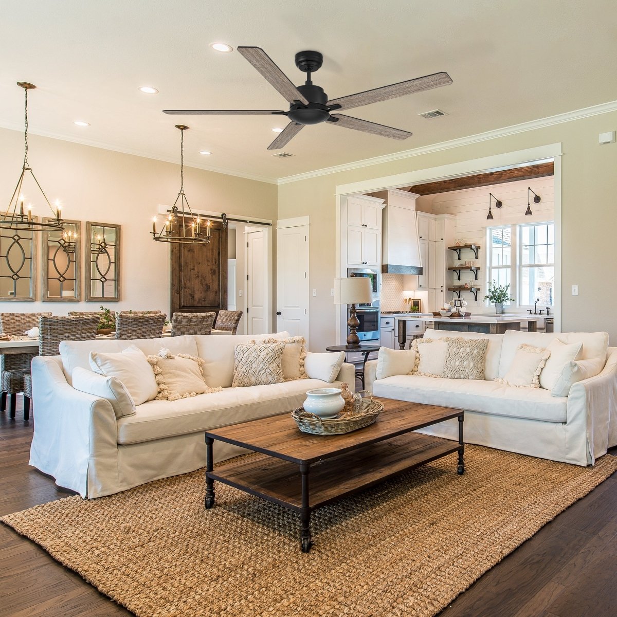 DUNKIRK 60 inch 5 - Blade No Light Ceiling Fan with Remote - LEDMyPlace