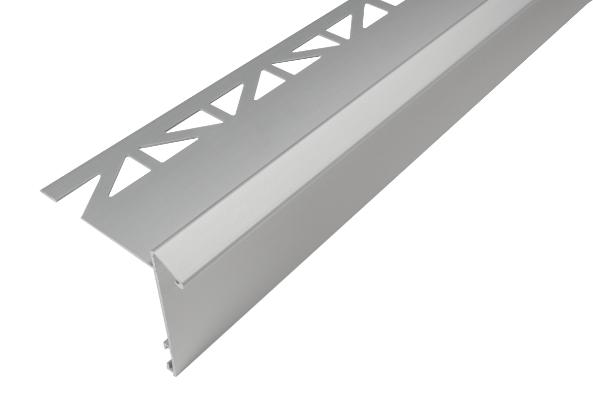Durable BK Balcony Angle Profile, for tiled balconies. Tile height 11/32, cover height 2 - 3/8 in. aluminum trim with drip edge. - BUILDMYPLACE