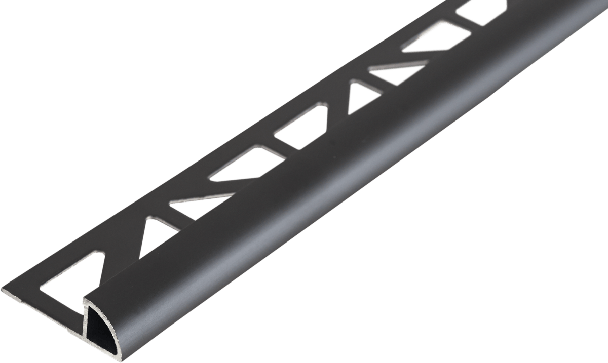 Durondell Aluminum Round Edge profile - Tile trim - 1/2 - Matte Black Anodized - Tile Edge Trim - BUILDMYPLACE