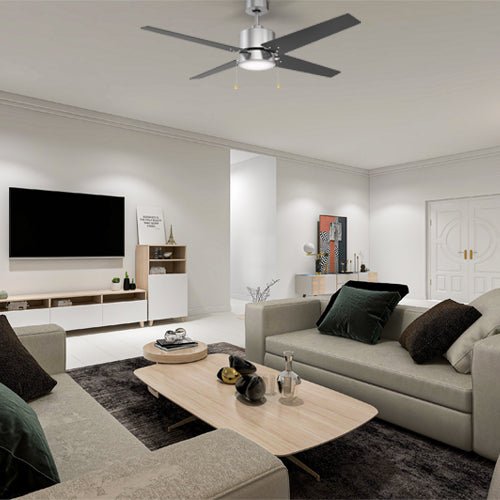 EMPIRE 52 inch 4 - Blade Ceiling Fan with LED Light & Pull Chain - LEDMyPlace