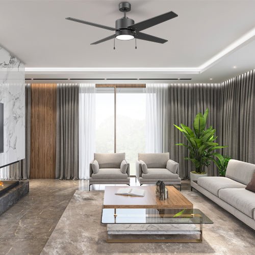 EMPIRE 52 inch 4 - Blade Ceiling Fan with LED Light & Pull Chain - LEDMyPlace