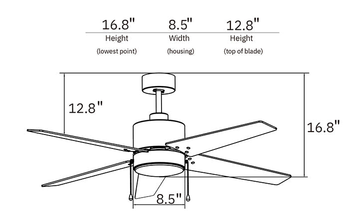 EMPIRE 52 inch 5 - Blade Ceiling Fan with LED Light & Pull Chain - LEDMyPlace
