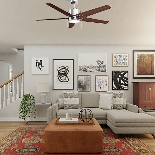 EMPIRE 52 inch 5 - Blade Ceiling Fan with LED Light & Pull Chain - LEDMyPlace