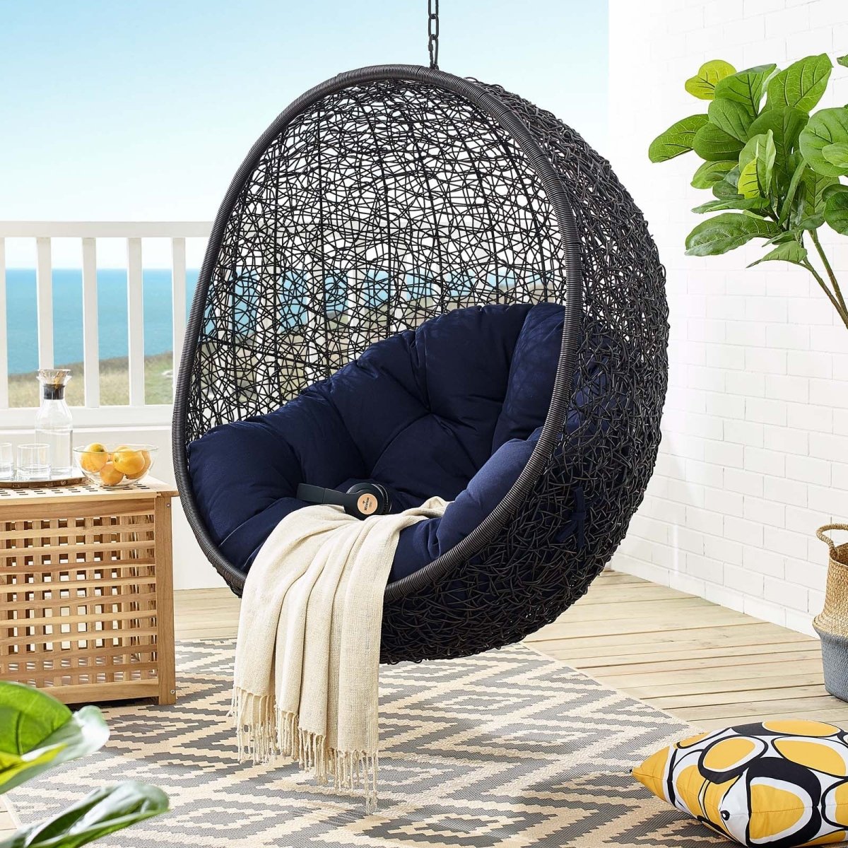 Encase Sunbrella Fabric Swing Outdoor Patio Lounge Chair Without Stand - BUILDMYPLACE