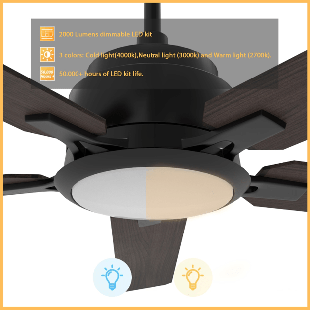 ESPEAR 52 inch 5 - Blade Smart Ceiling Fan with LED Light & Remote - LEDMyPlace